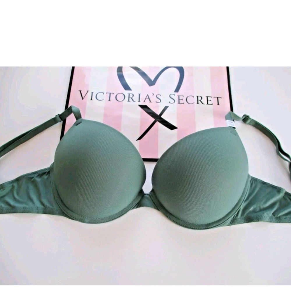 VICTORIA'S SECRET PINK Super Push-Up Bra VS Green 34C 36B NWT